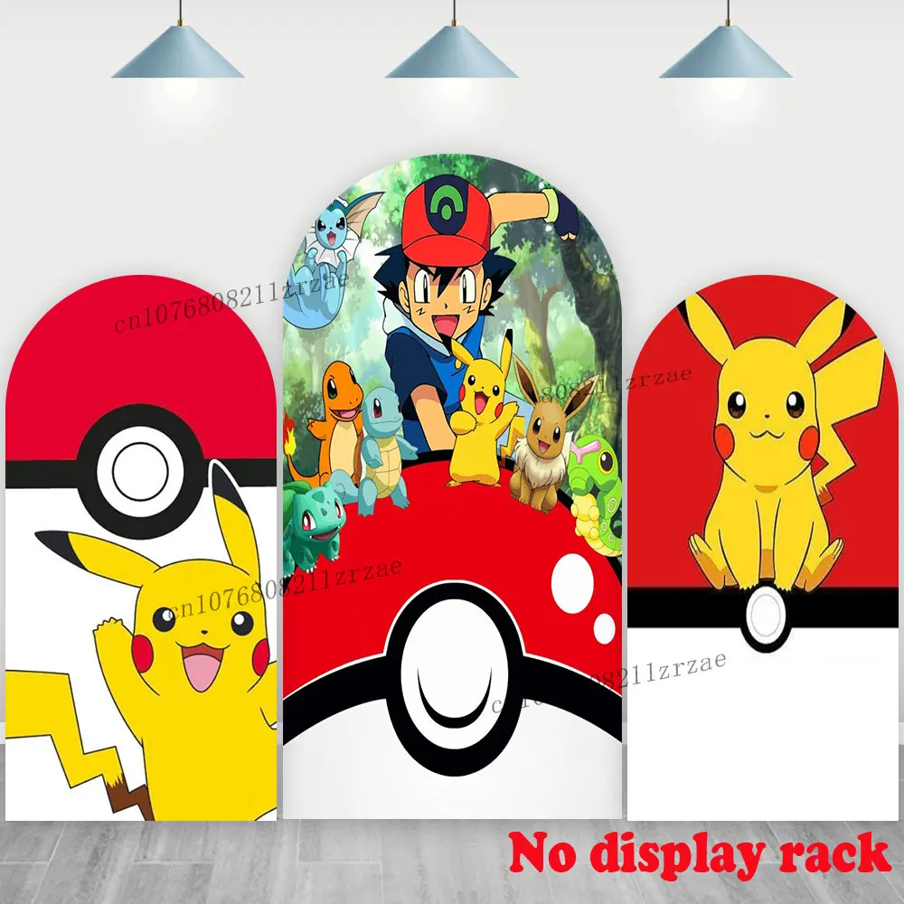 

Фон с аркой и покемоном Пикачу для мальчиков, украшение для дня рождения, Poke Ball, баннер для детского душа, фон, настенный постер для фотосъемки