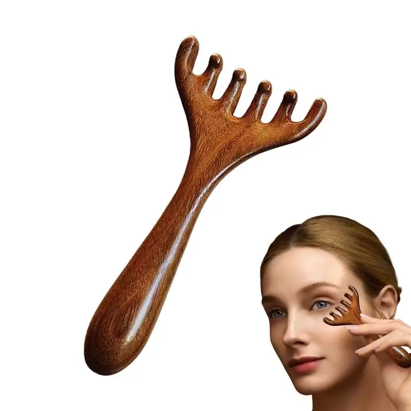Little Frog Massager Wooden Self Care Facial Reflexology Hand Self-Massage For Head Neck And Back Wood Massage Tools