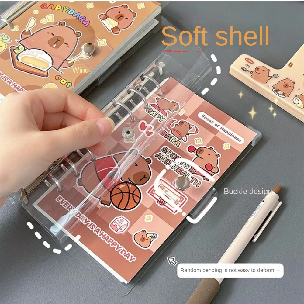 New Paper Capybara Notebook PVC Shell 80 Sheets/160 Pages Diary Transparent Removable Loose Leaf Ledger