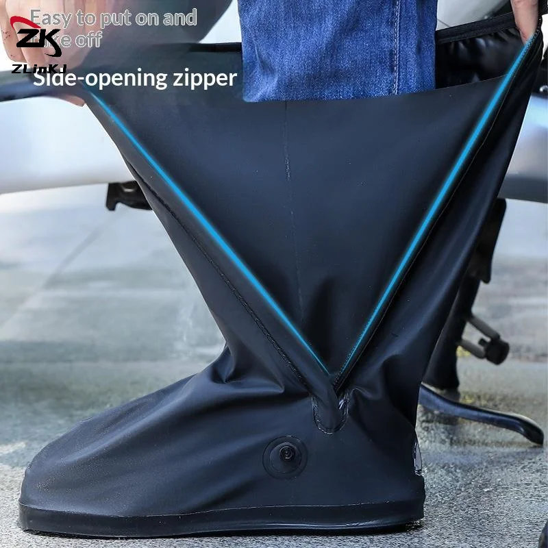 1Pair High-Tube Adult Outdoor Fishing Rain Boot Covers Reflective Strips Wear-Resistant Portable Shoe Covers For Rain Shoes