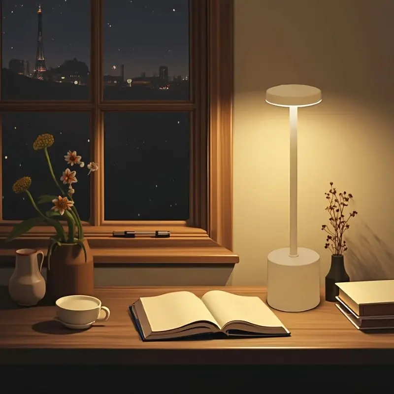 

Художественная L-образная светодиодная беспроводная настольная лампа с зарядкой через USB, трехцветное затемнение, сенсорное управление, подходит для украшения гостиной, кабинета, столовой