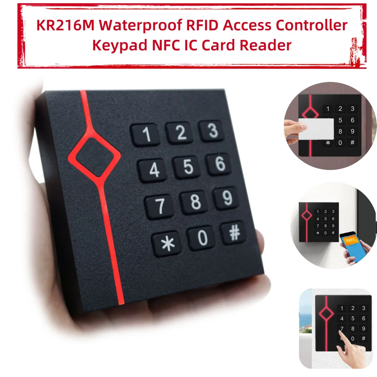 

Mini RFID reader keypad Wiegand 26/34 communication for door access controller lector de tarjetas nfc lecteur rfid 13 56 mhz