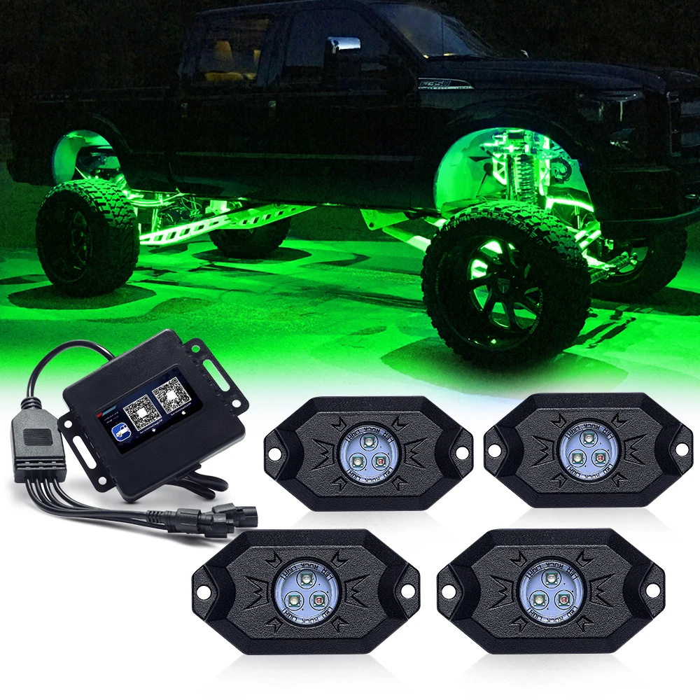 

MICTUNING CM LED Rock Light Music Mode,Wireless App Controller Remote Multicolor Neon RGB LED Lights Kit For ATV UTV off-road