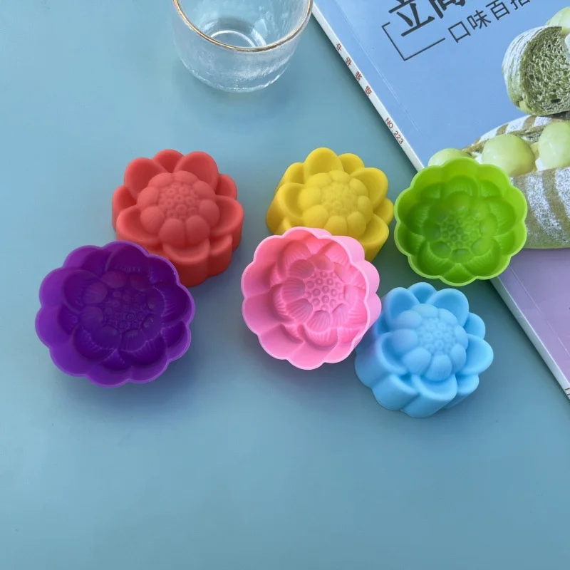 20Pcs 5cm New Lotus Cake Mold Cupcake Cup Heat Resistant Nonstick Silicone Soap Chocolate Pudding Molds Kitchen Tools Bakeware