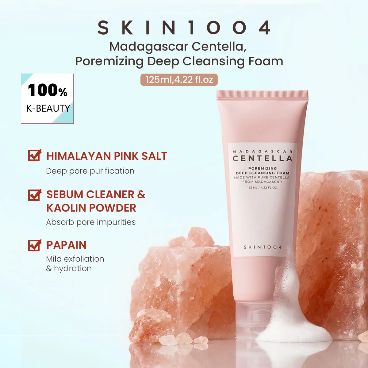 SKIN1004 マダガスカルセンテラ ポアマイジング ディープクレンジングフォーム 125ml、スムーズに伸びる美容液、韓国スキンケア、韓国コスメ 1