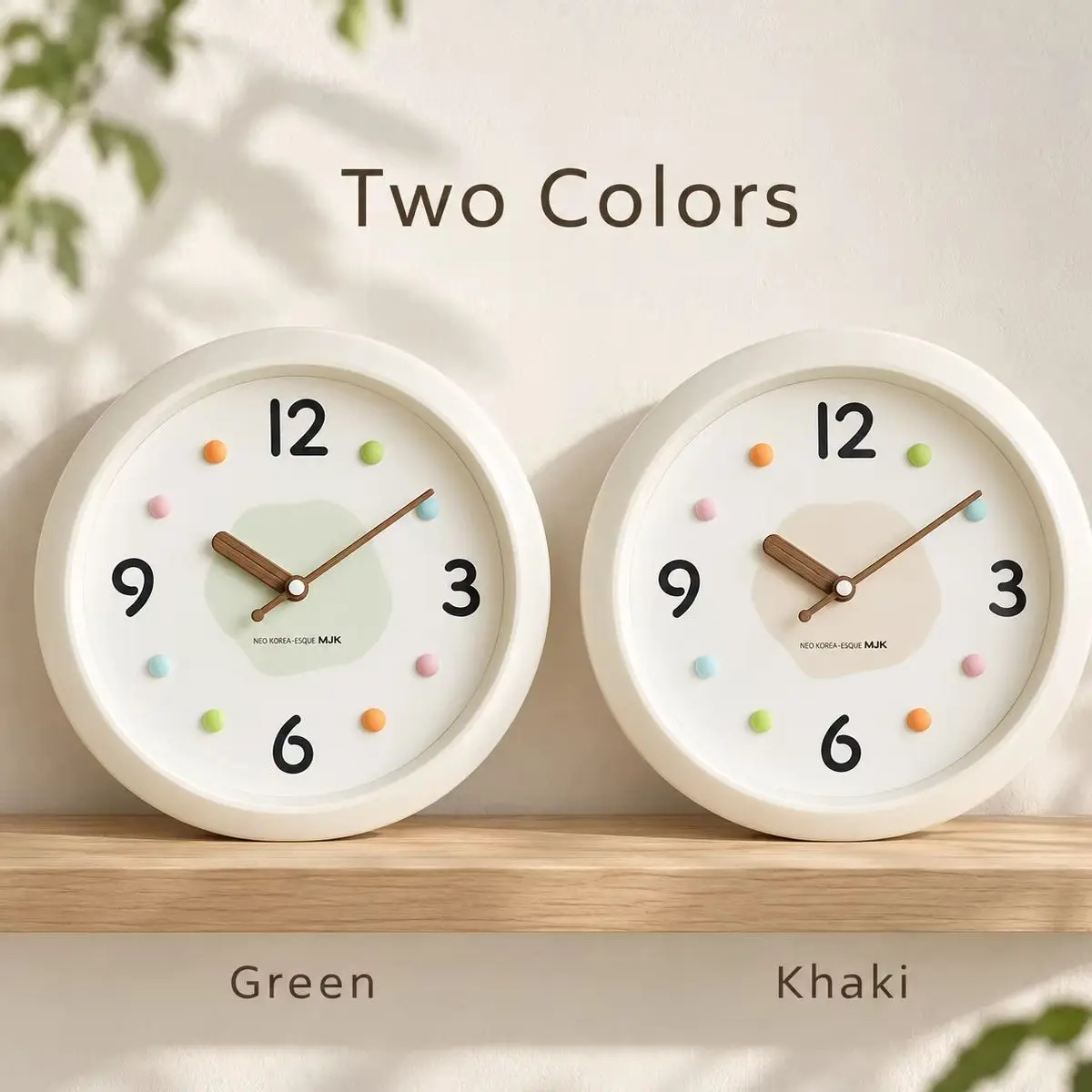 30cm  Silent Wall Clock Wooden Hands and Pastel Hour Markers, Modern Decorative Clock for Living Room Bedroom