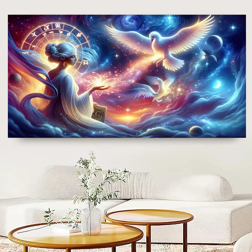 12 Constellation Woman Pigeon Large 5D Diamond Painting New 2025 Cross Stitch Kits Full Square/Round Diamond Mosaic Room Decor