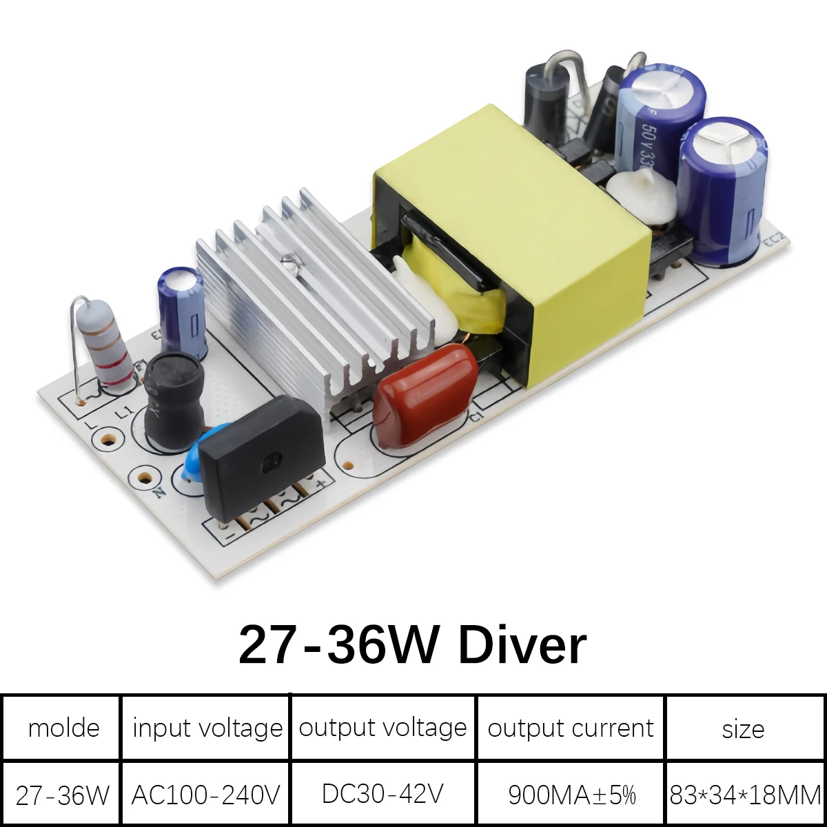 27-36W High PF, Low Harmonic, Isolated LED Driver for Ceiling Panel Lights, Track Lights, and Commercial Downlights