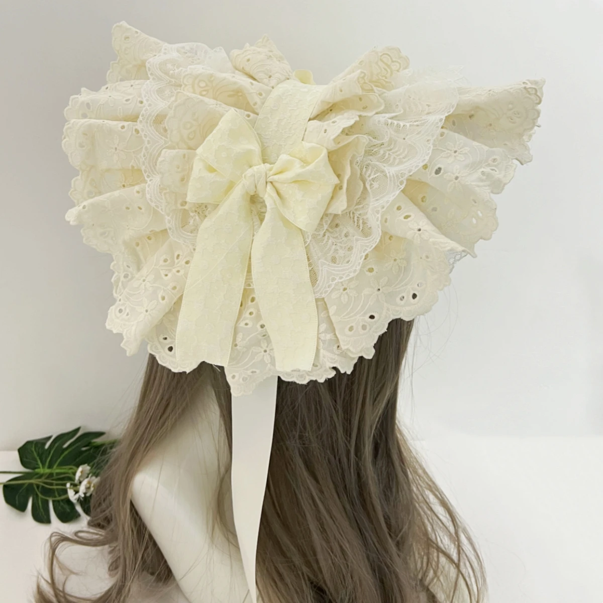 Oryginalny, ręcznie robiony, czarno-biały, koronkowy, haftowany kokarda Lolita Bnt, damski, dziewczęcy, cosplayowy dodatek do włosów, czerwono-biały ozdobny element na głowę.