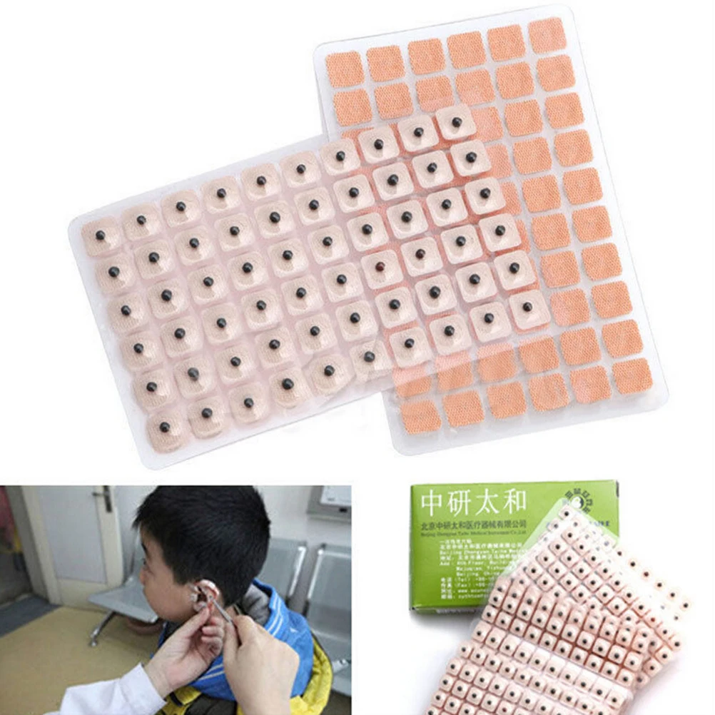 600 Pcs/lot Auricular Auriculotherapy Vaccaria Ear Care Ear Acupuncture Massage Therapy Needle Patch Seeds StickerUniversal Box