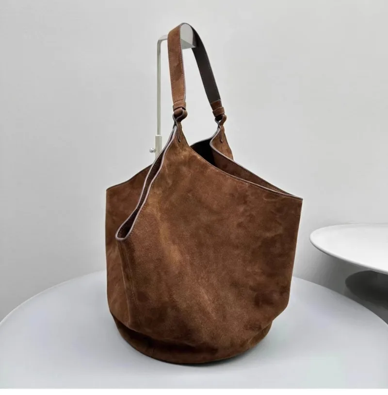 Vintage Nubuck Leather Large Capacity Tote Shoulder Bags Casual All-match Versatile Travel Bag Korean Chic Designer Bolsos