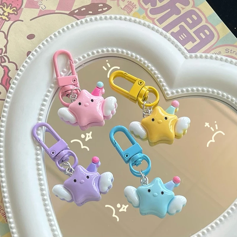 Keeechain Star Candy Candy Candy Candy Cleasure Cartoon Pentagram Wing Keyring Backpack Bags Borse Decor per bambini Gifts Girls