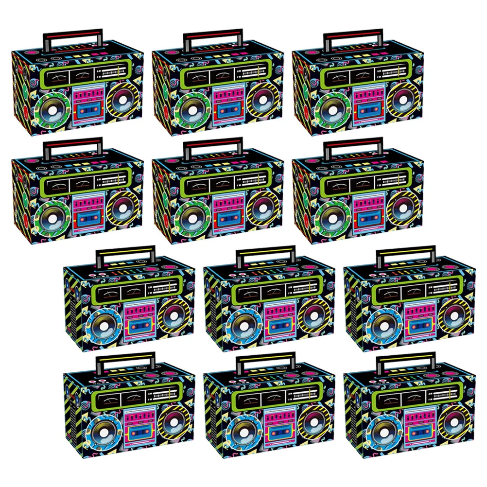 12 Pcs Candy Retro Radio 80s Party Favors Paper Theme Decorations Cassette Tape Bucket Centerpiece