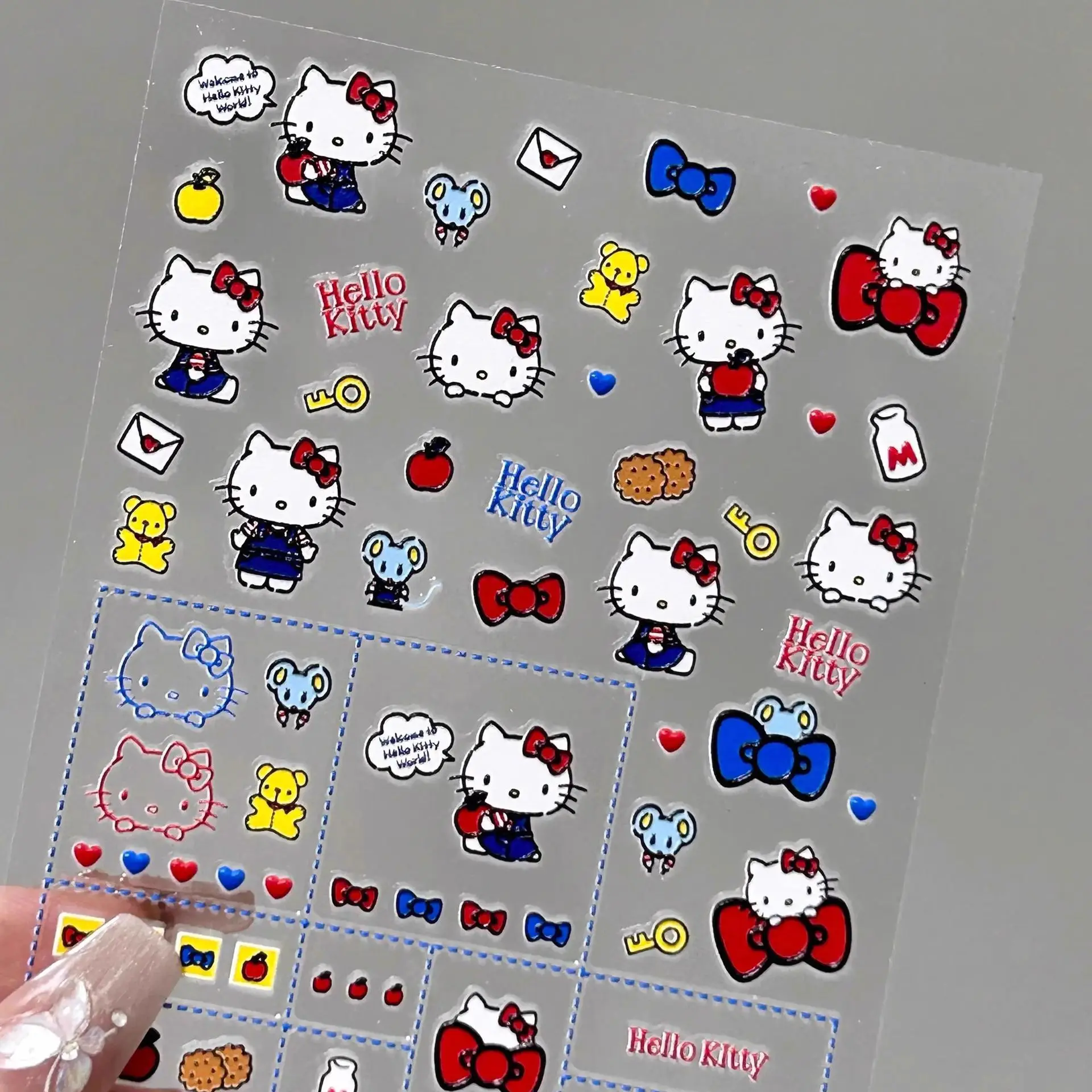 

10 шт. наклейки для ногтей Sanrio KT Cat, плоские наклейки, милая девушка, CCD, универсальная камера «Hello Kitty», детские наклейки для ногтей (не упаковка)