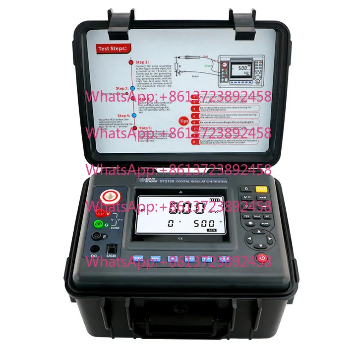 Electronic Insulation Resistance Tester Digital Megohm Meter IP67 Protection High Accuracy 0.2 10W Power