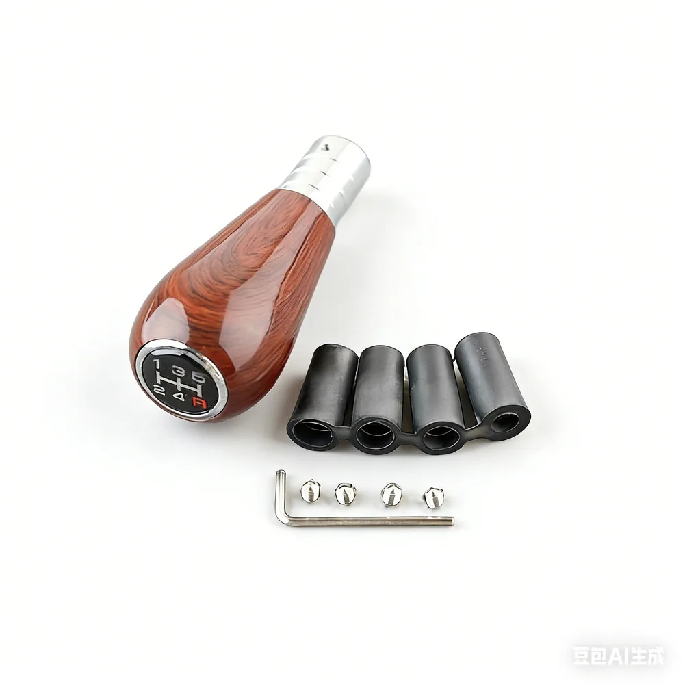 Timeless Woodgrain 5-Speed Manual Shift Knob with Lightweight Build and Mounting Kit for Wide Vehicle Application
