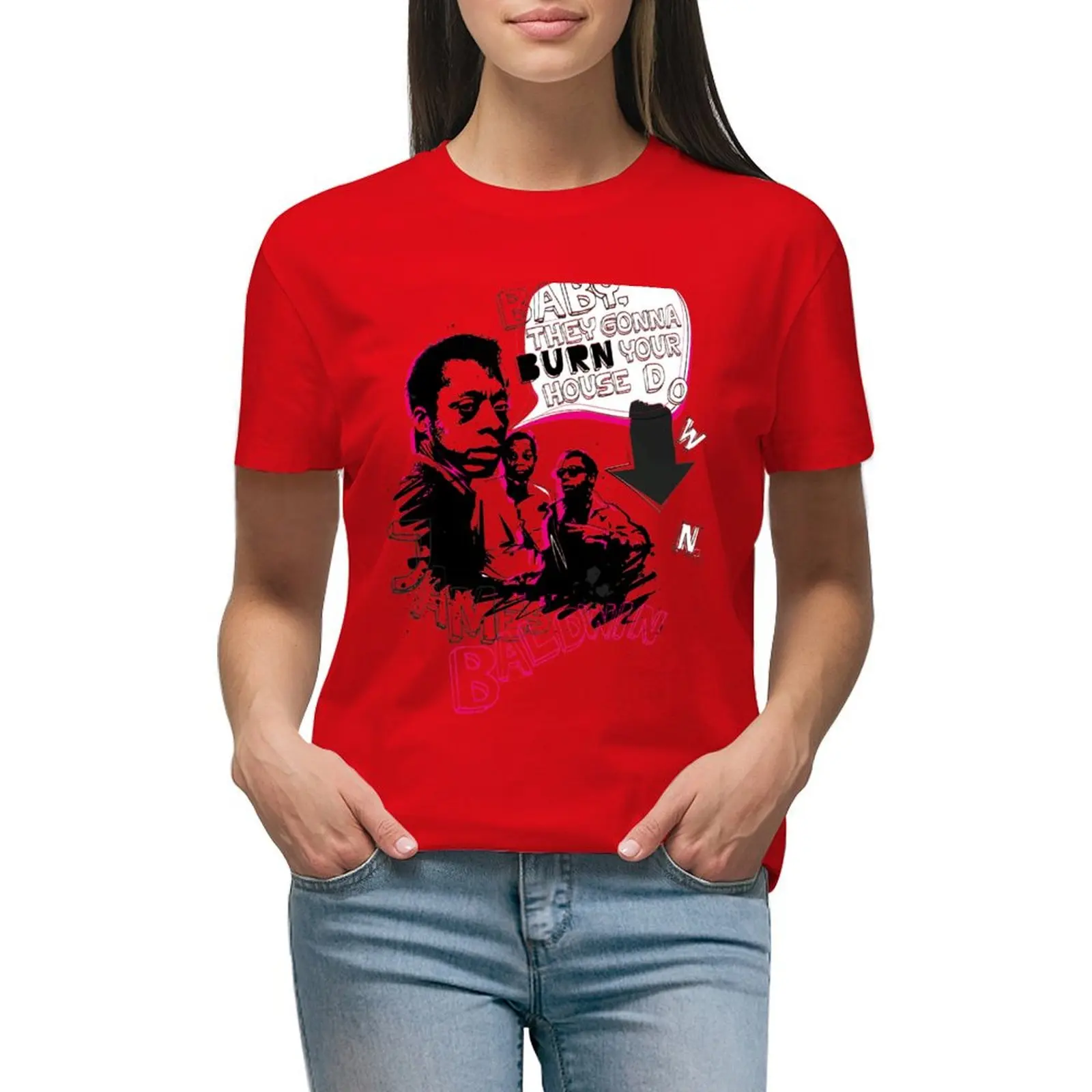 

New James Baldwin (now with more 'tude) T-shirt summer top anime clothes kawaii clothes t-shirts for Women cotton