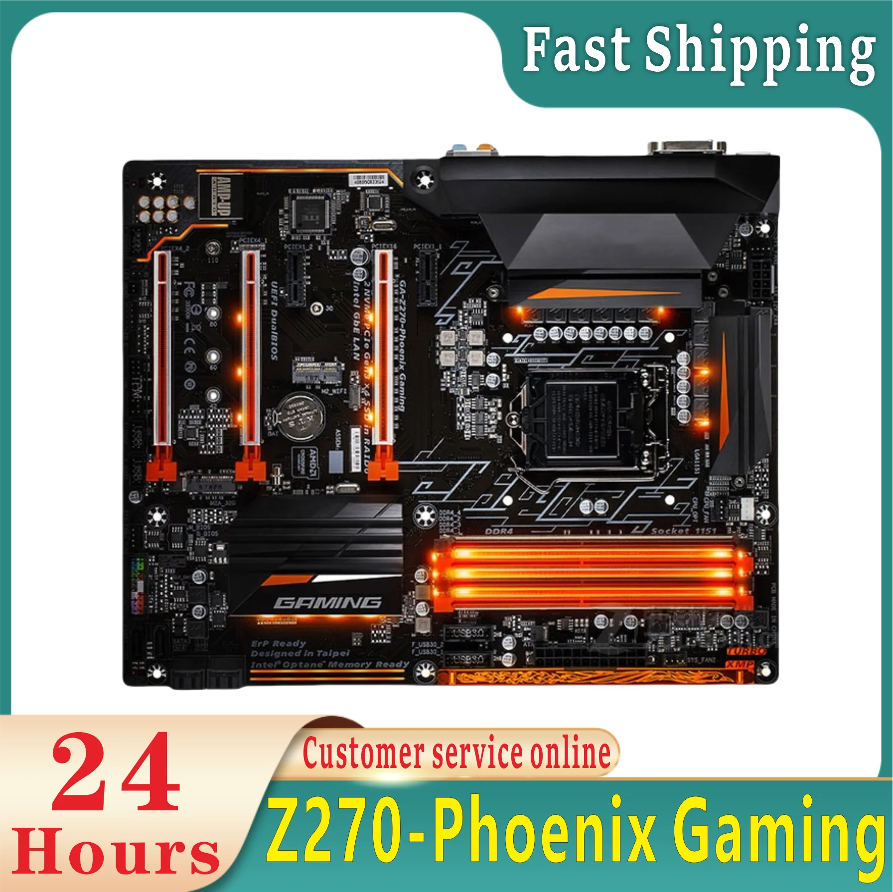 Оригинальная игровая материнская плата GA-Z270-Phoenix Gaming LGA 1151 DDR4 поддержка процессора I7 6700K 7700K 100% тест