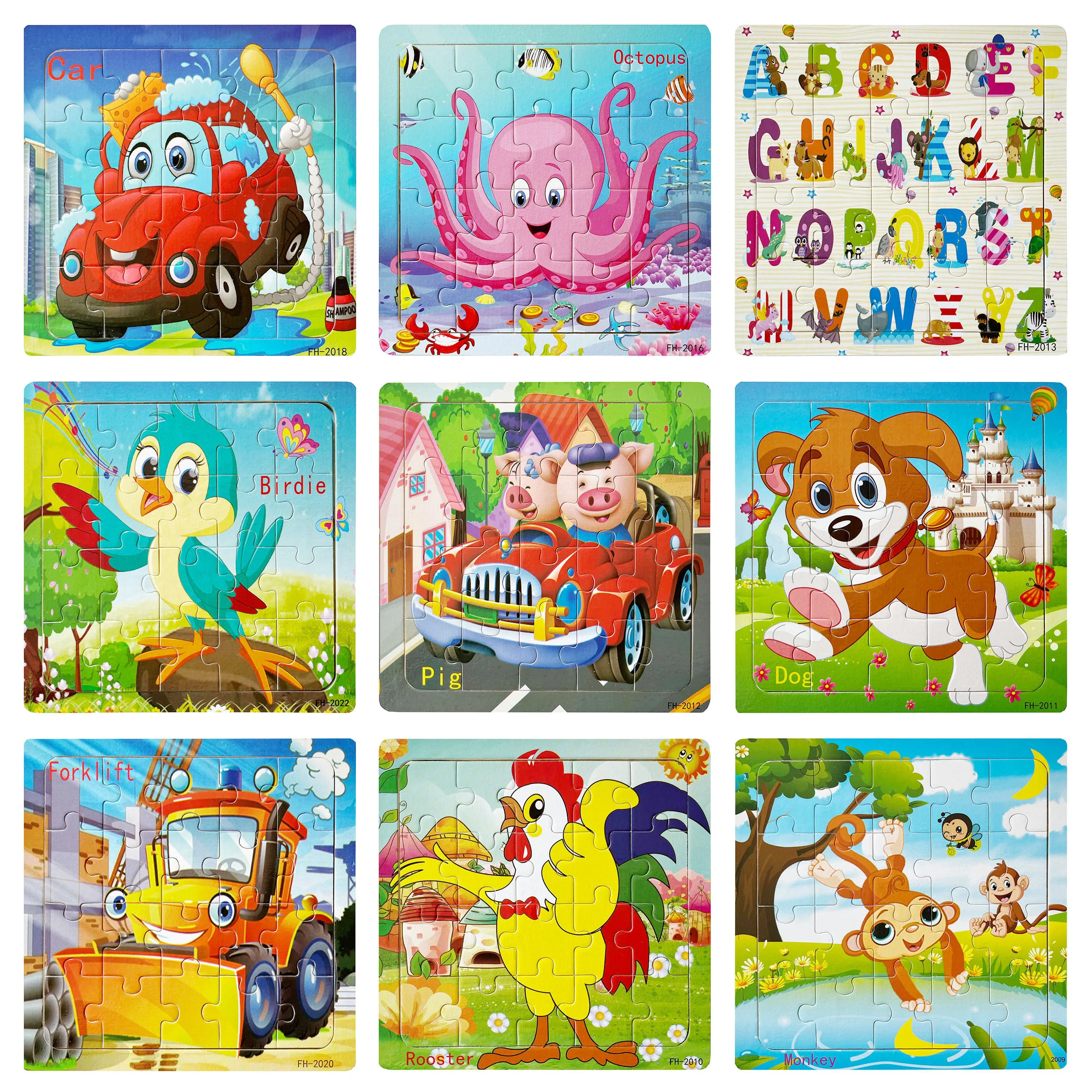 1pc 14.7cm jogos de quebra-cabeça de madeira para crianças dos desenhos animados animais carta padrão quebra-cabeças crianças aprendendo brinquedos educativos de madeira