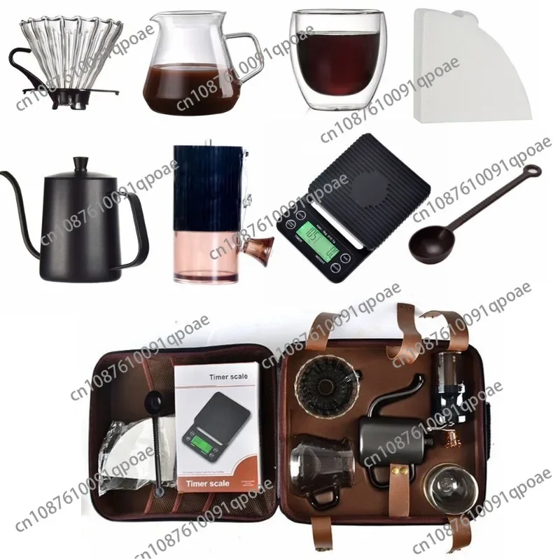 V60Travel Pour-over Coffee Gift Set Stainless Steel Coffee Maker Dripping Home Coffee Storage Gift Box Outdoor Camping Equipment