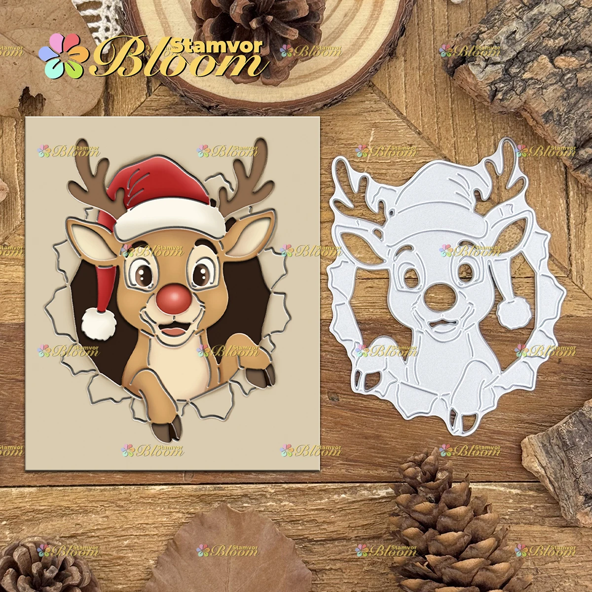 Original schöne, halbgeschnittene Weihnachts-Rentier-Metall-Stanzformen für Scrapbooking, dekorative Prägung