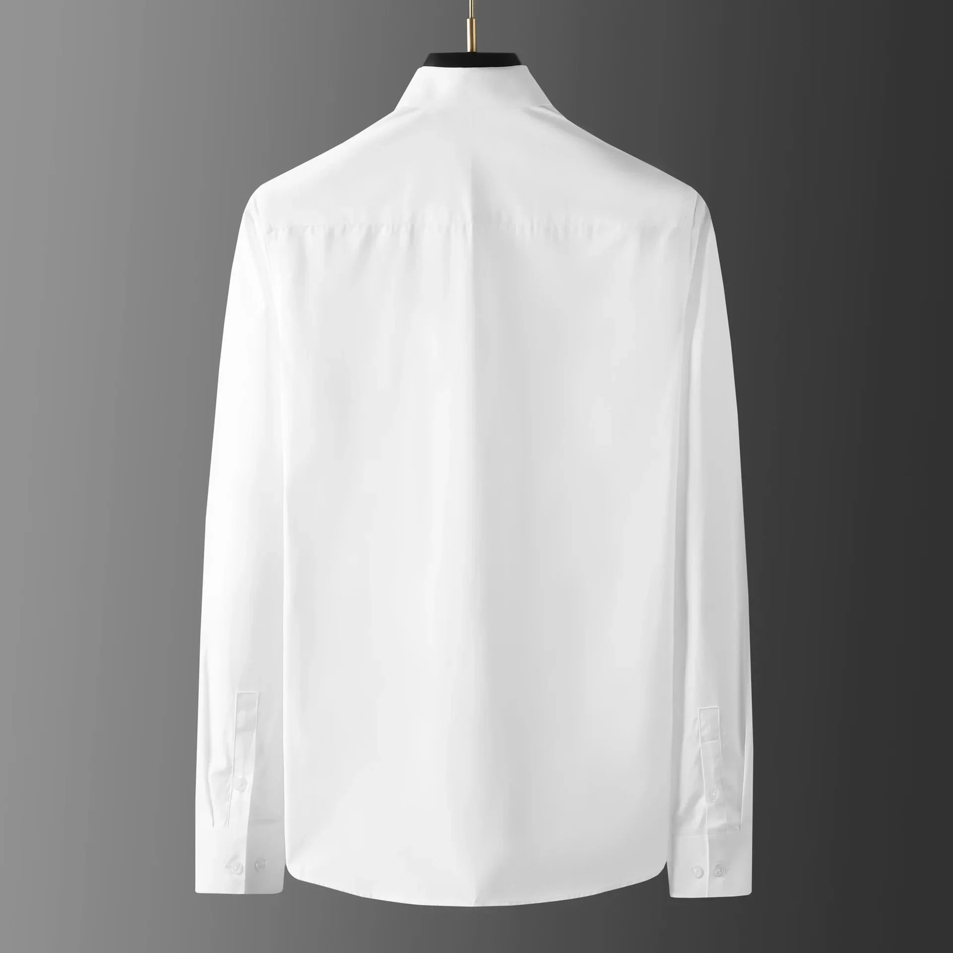 New White Male Shirts High Quality Long Sleeve One Pockets Casual Mens Dress Shirts Fashion Solid Color Party Man Shirts 3XL