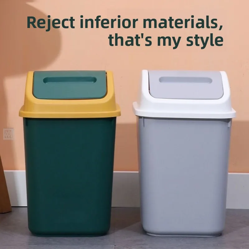 大型キャパシトラ缶はキッチン、オフィス、バスルームに最適、クリエイティブでシンプルなフリップカバー付き、家庭用ゴミ箱、床掃除用