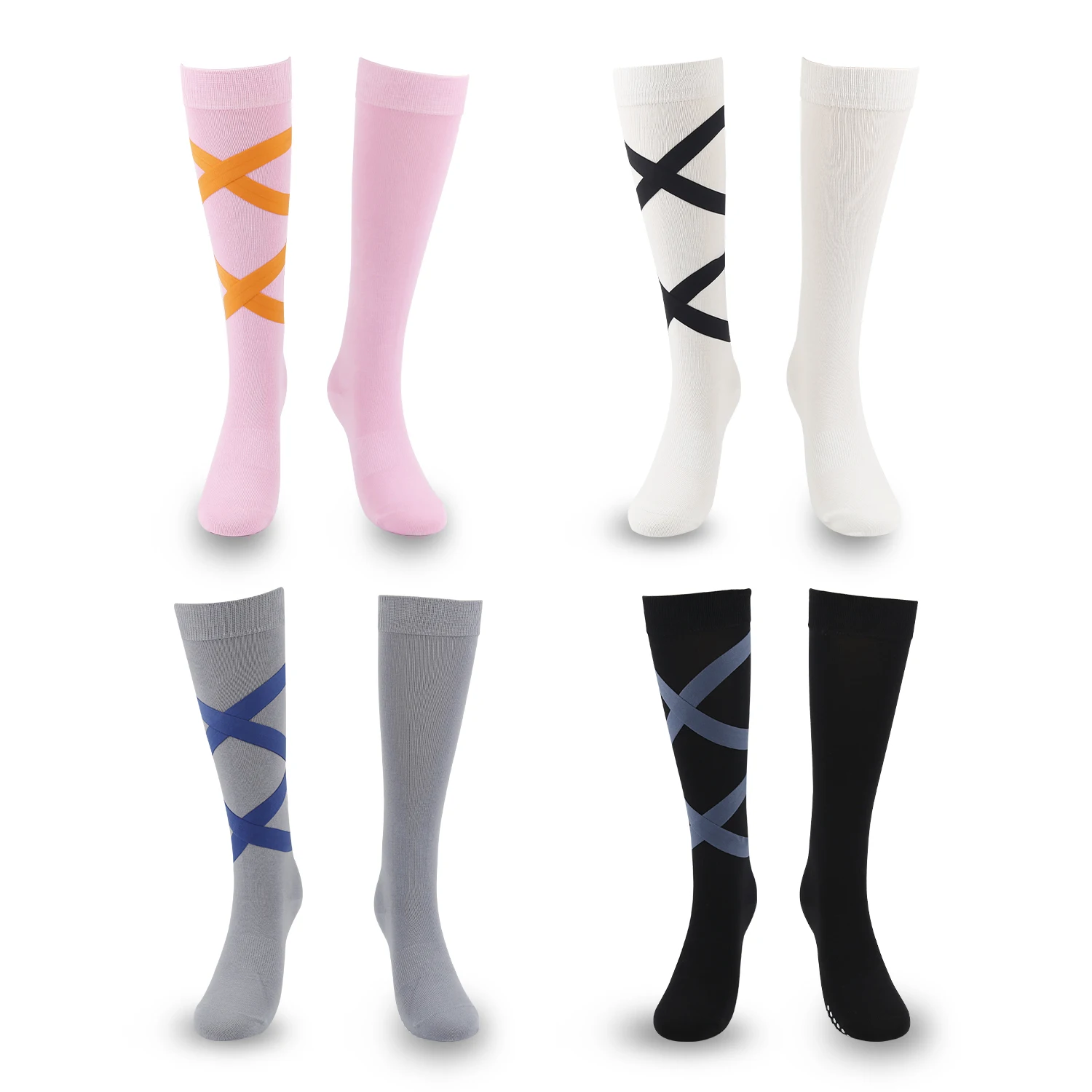 Calcetines de yoga de estilo ballet con cinturón de presión para mujer, medias de tubo alto antideslizantes de silicona 3D, para gimnasio, correr y saltar