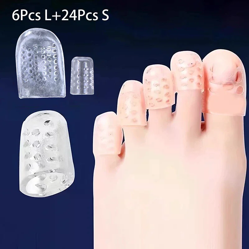 30 Pcs Silicone Toe Protectors Women High Heels Anti-Friction Dual Size Big & Little Toe Covers For Blisters And Pain Relieve