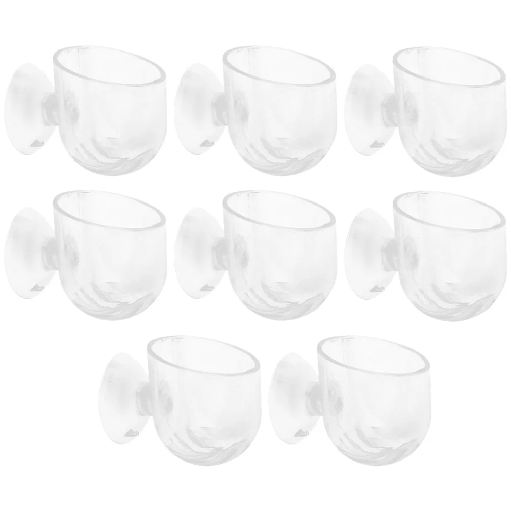 

8 Pcs Hydroponic Flower Pot Suckers Floating Aquarium Planter Fish Tank Flowerpots Mini Shrimp Feeder Acrylic Holder for