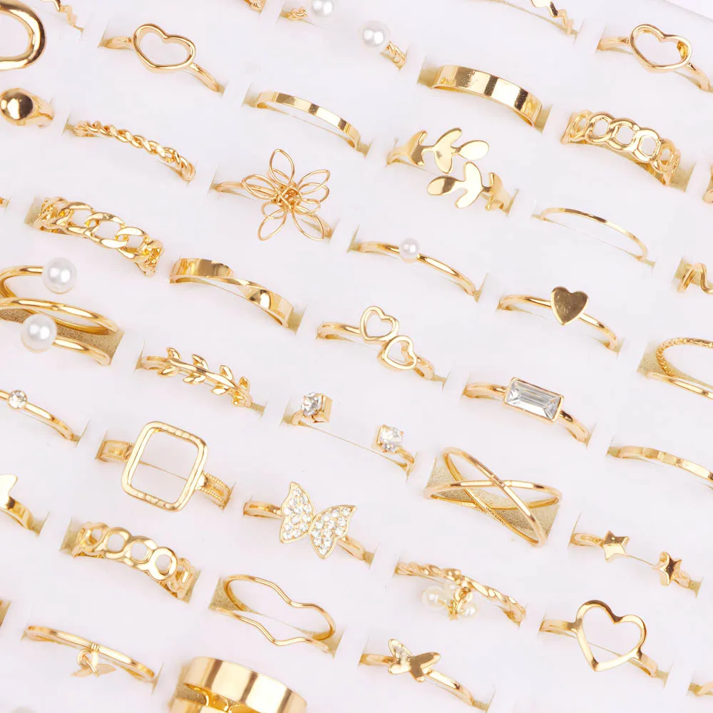 20/30/50 قطعة/الوحدة سحر الموضة رائعة فراشة الأفعى هندسية الجوف خواتم للنساء ارتداء اليومي مزيج نمط الكمال هدية حفلة #4