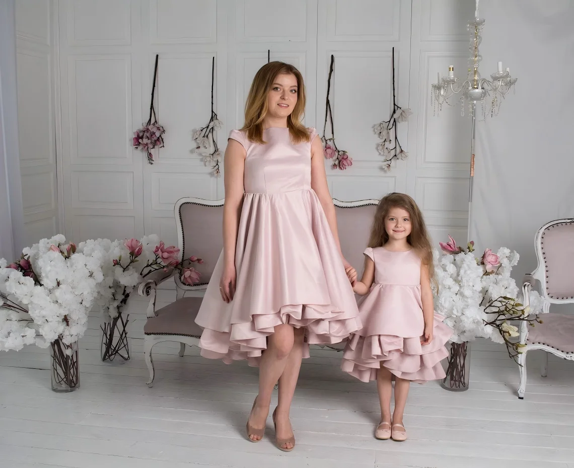 

Dusty Pink Mommy And Me Dresses For Photoshoot Wedding Guest Dress Mothers Daughter Formal Matching Gown Cocktail Dress