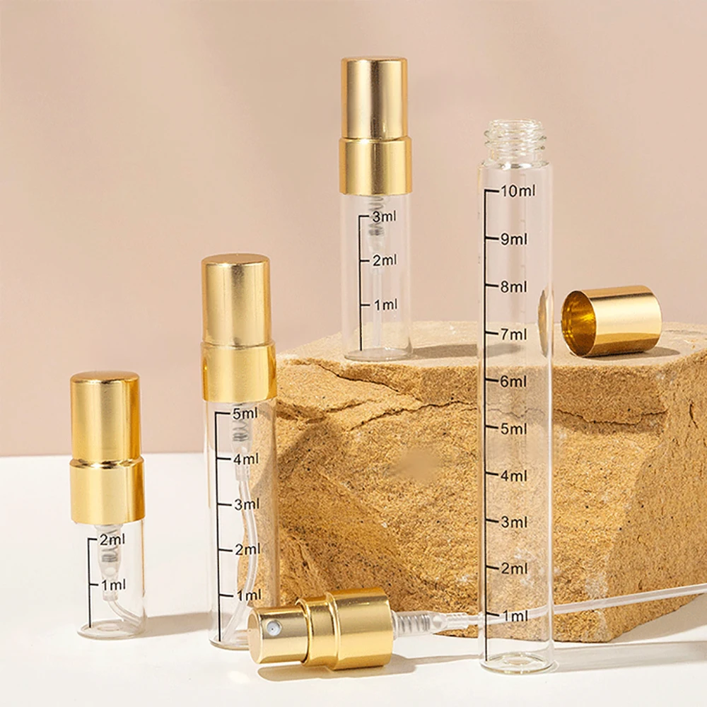10 pièces 2ML 3ML 5ML 10ML bouteille de parfum rechargeable avec échelle Mini flacon pulvérisateur en verre atomiseur de parfum pour sac à main de voyage Portable