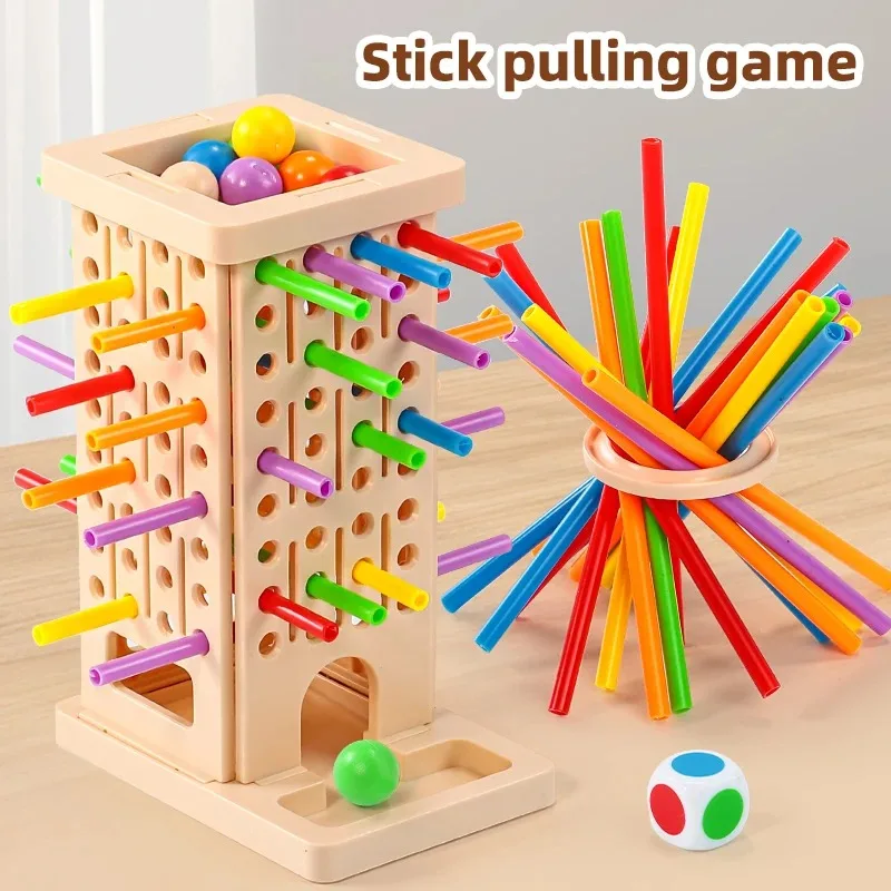 Conjunto de Caixa de Dados para Aprendizagem Precoce, Jogo de Mesa Interativo Multijogador, Desafio de Equilíbrio com Bastões, Diversão em Família