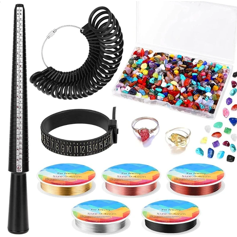 

400 Pieces Colorful Crystal Beads with Ring Measurement Set Wedding Art Crafts