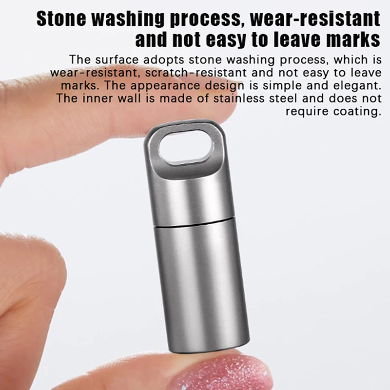 Pastillero portátil impermeable de acero inoxidable, Mini soporte para medicamentos, cápsula de Metal, herramienta para botella con sello EDC