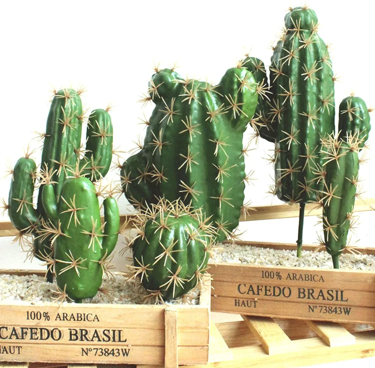 6pcs Artificial Cactus Decor Faux Plant Fake Succulents Plants Unpotted Indoor Home Décor Fake Cactus Stems DIY Decorations