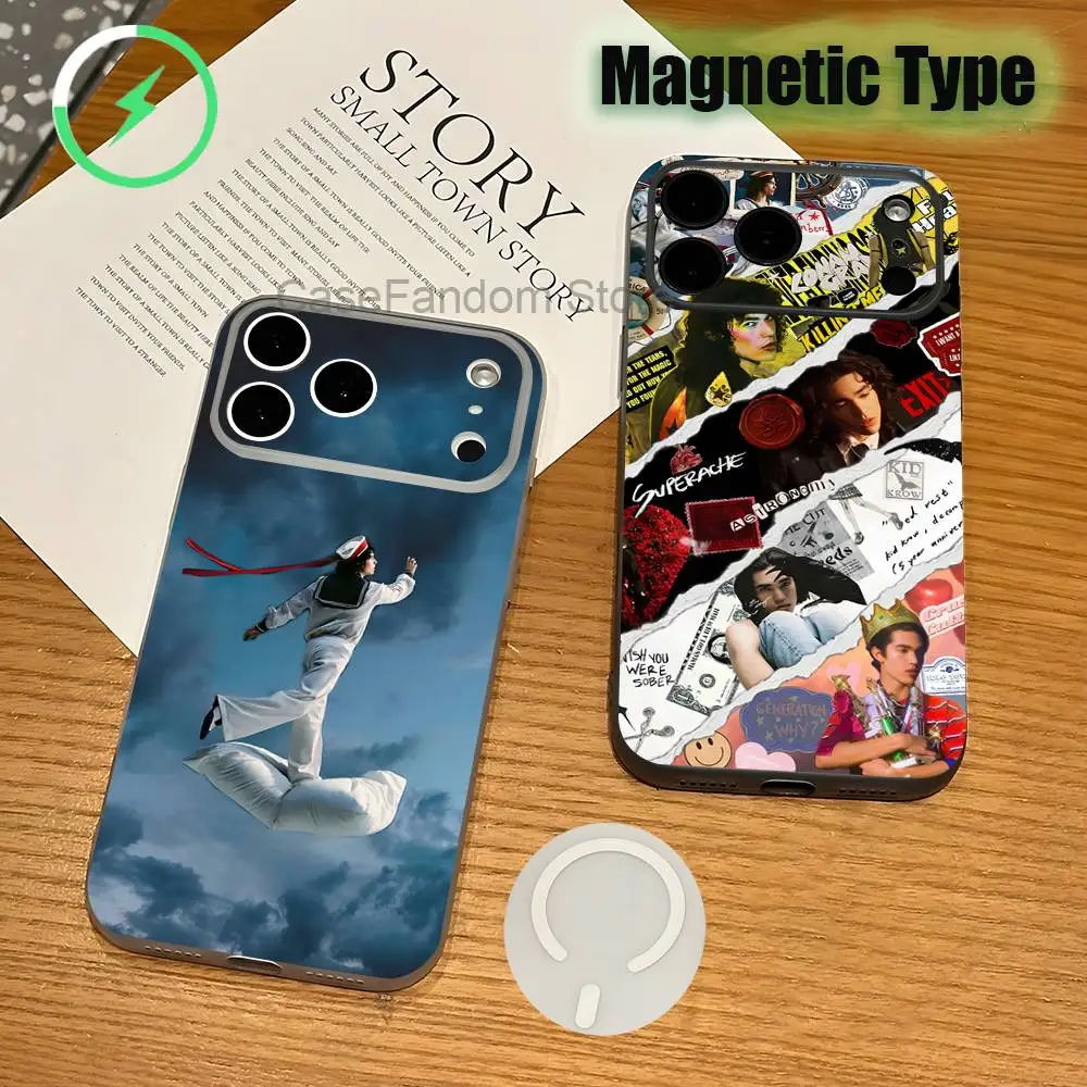 

singer C-Conan Gray Wishbone Shockproof Transparent White Phone Case For iPhone 17,16,15,14,13Pro,Max Magnetic Wireless Charging