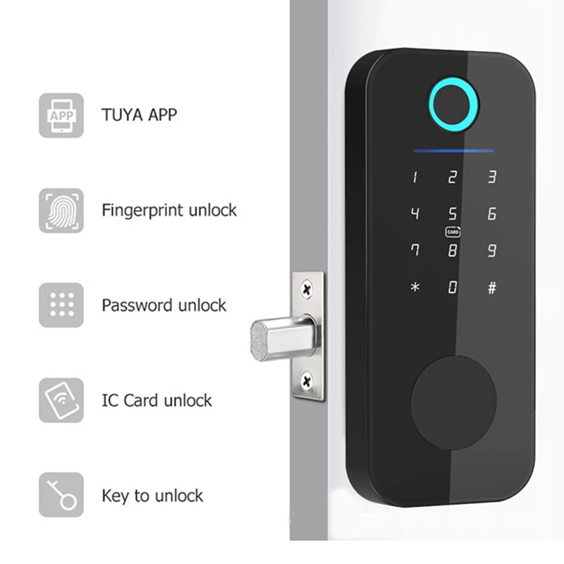 M16K-Tuya App Remote Control Smart Door Lock Deadbolt With Keys Fingerprint Lock Electronics Digital House Electronic Lock