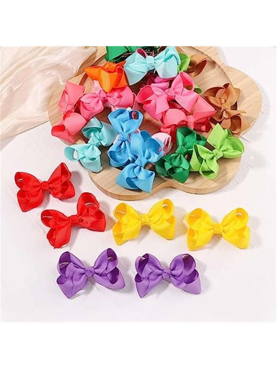 40PCS 3Inch Hair Bows for Girls Grosgrain Ribbon Toddler Hair Accessories with Alligator Clips