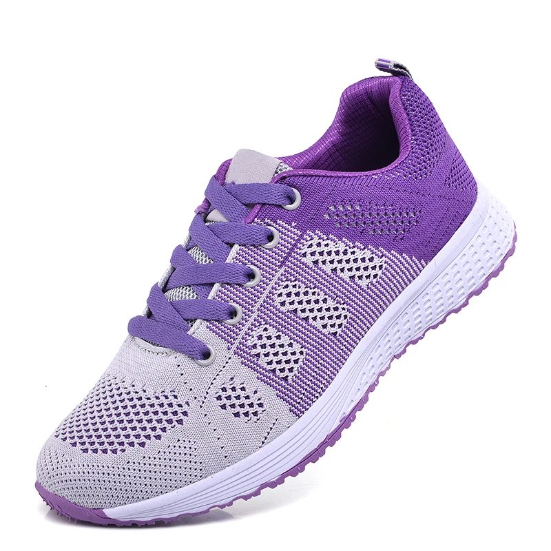 Four Season Women Running Shoes Lightweight Breathable Walking Flat Shoes Lace Up Mesh Women Sneakers Outdoor Jogging Sneaker