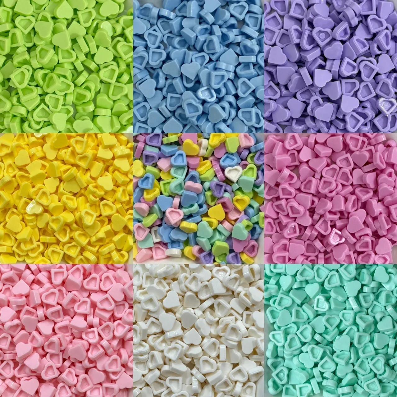 10-100g Crunchy Mini Heart Brick Particles, Handmade Squeeze Ball Fillers, DIY Craft Accessories for Creative Handmade Projects