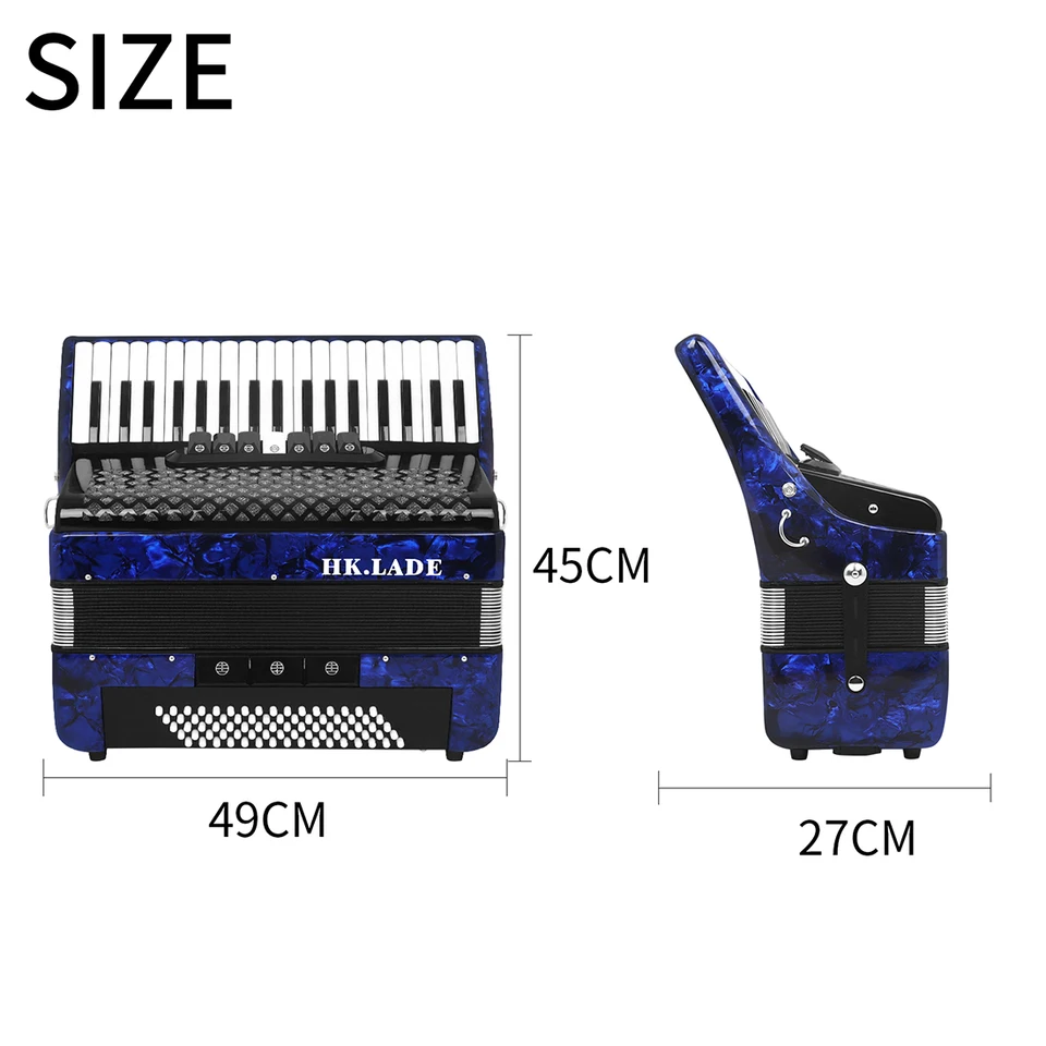 HK · LADE AH-30 Blue Accordion 37 Key 80 Bass 7 Keyboard Voice