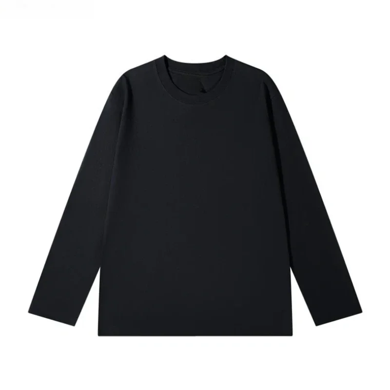 تي شيرت نسائي جديد بأكمام طويلة لعام 2025 تي شيرت نسائي غير رسمي 230 جرام ملابس علوية نسائية أساسية باللون الأبيض والأسود