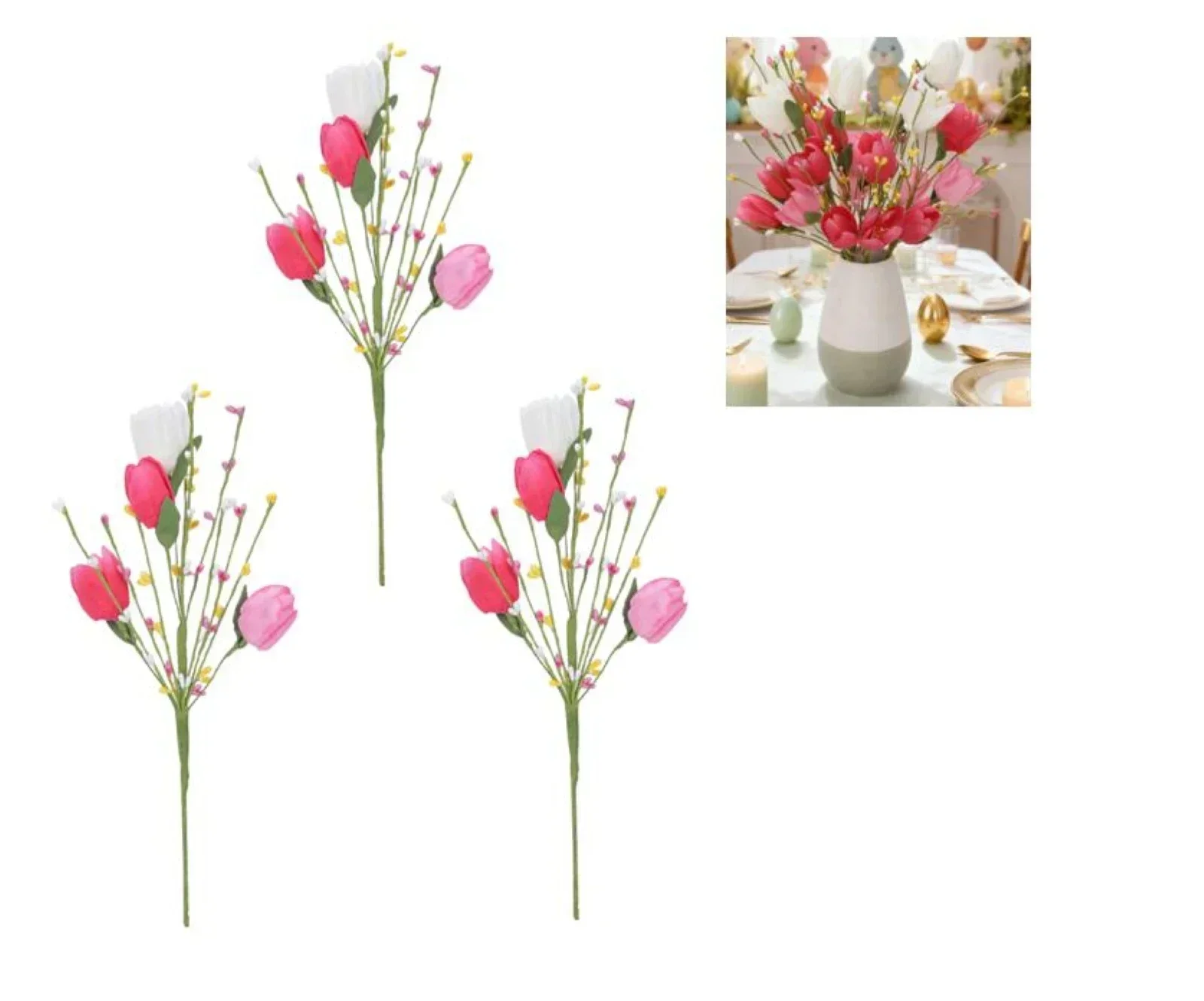 

3-х стеблей тюльпанов из искусственного шелка с реалистичными деталями для использования на День святого Валентина, цветы и украшения для дома