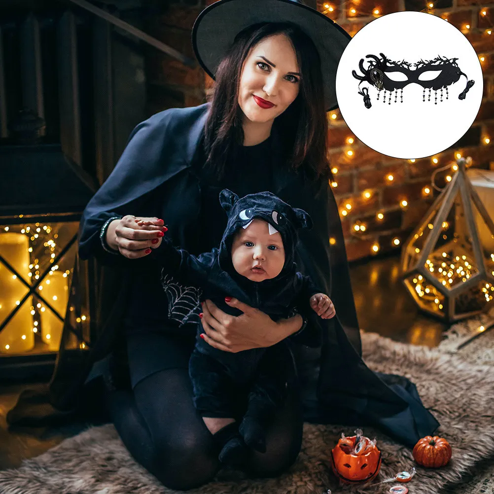 1pc Spider Mask Halloween Cosplay Half Face Mask Black For Women Decorative Party Costume Bar Nightclub Event Accessory