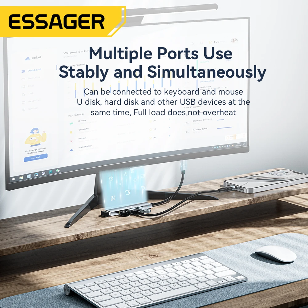 Essager Usb 2.0 Hub Universal Mini Multi-function Hub Cable Socket High Speed For Pc Laptop Notebook 4 Ports Socket Accessories