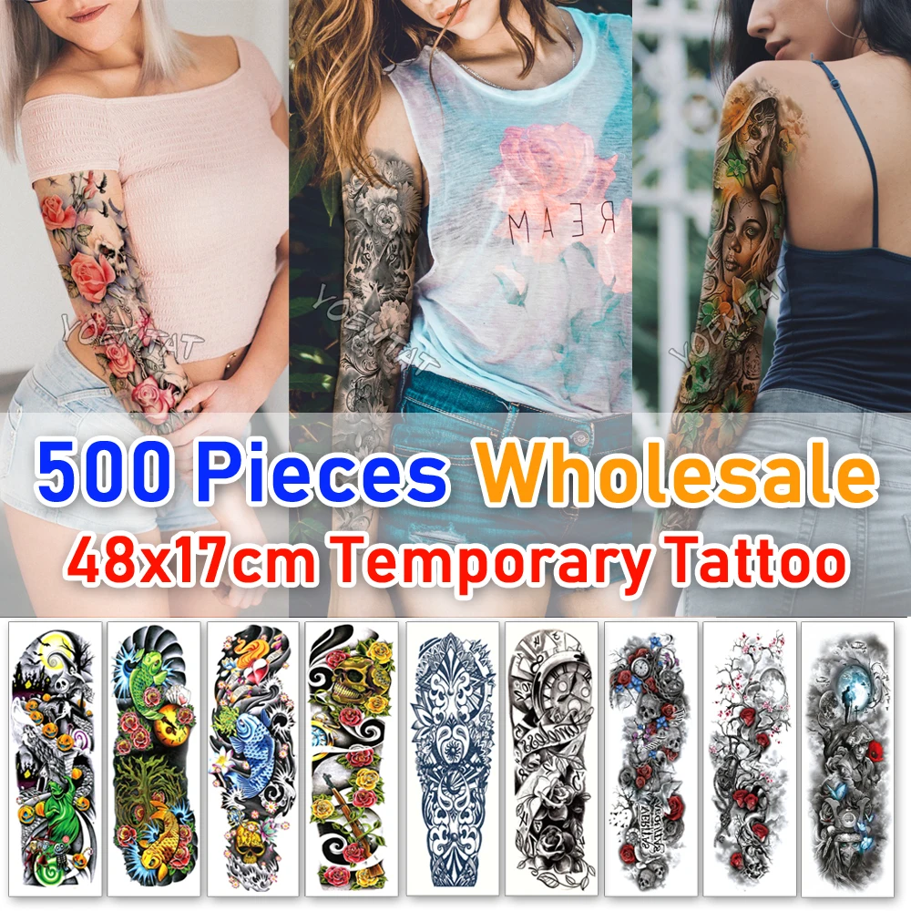 

500 Pieces 451 Styles Designs Wholesale Full Arm Tattoo Sticker Sleeve Large Temporary Tatoo Body Art