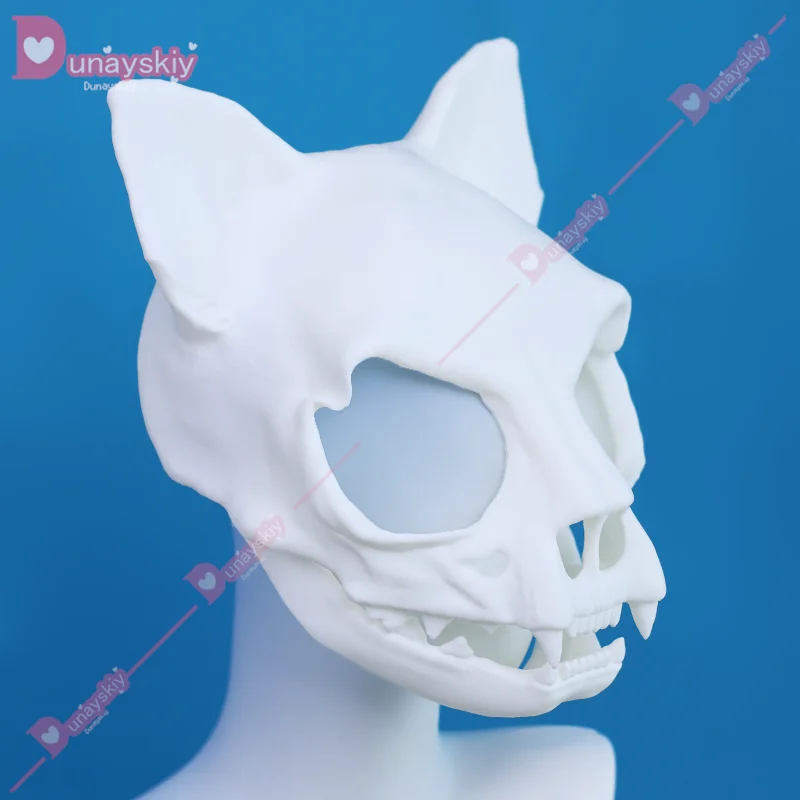 Máscara facial de esqueleto de gato de Anime, máscaras de esqueleto de Animal, disfraz de Cosplay de garra Unisex, accesorios de fiesta de Carnaval de Halloween, tasador