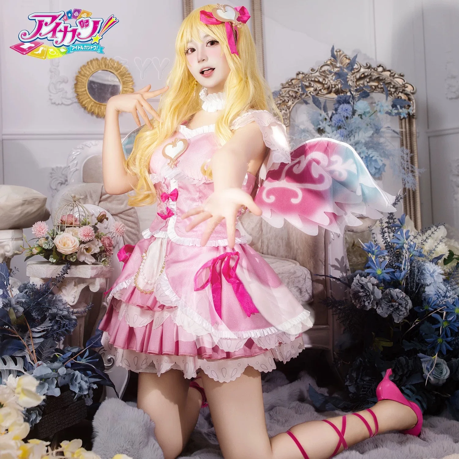 Hoshimiya Ichigo Ainme  Aikatsu！Cosplay Costume Sweet Lolita Dress Wings Prop Accessories Halloween Party Girl New Uniform Set